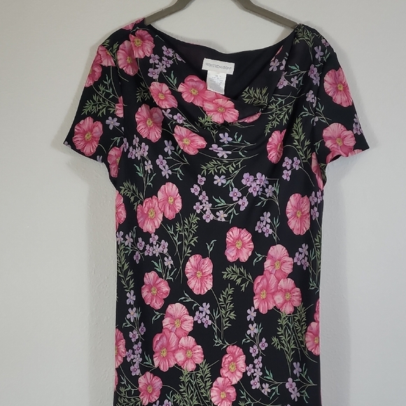 Worthington Cowl Neck Maxi Dress Size 14 Floral Short Sleeve - Picture 3 of 14